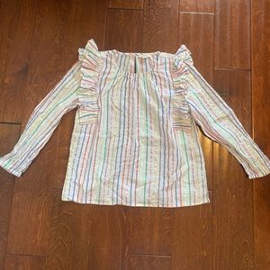 Crewcuts Metallic Rainbow Striped Cotton Top